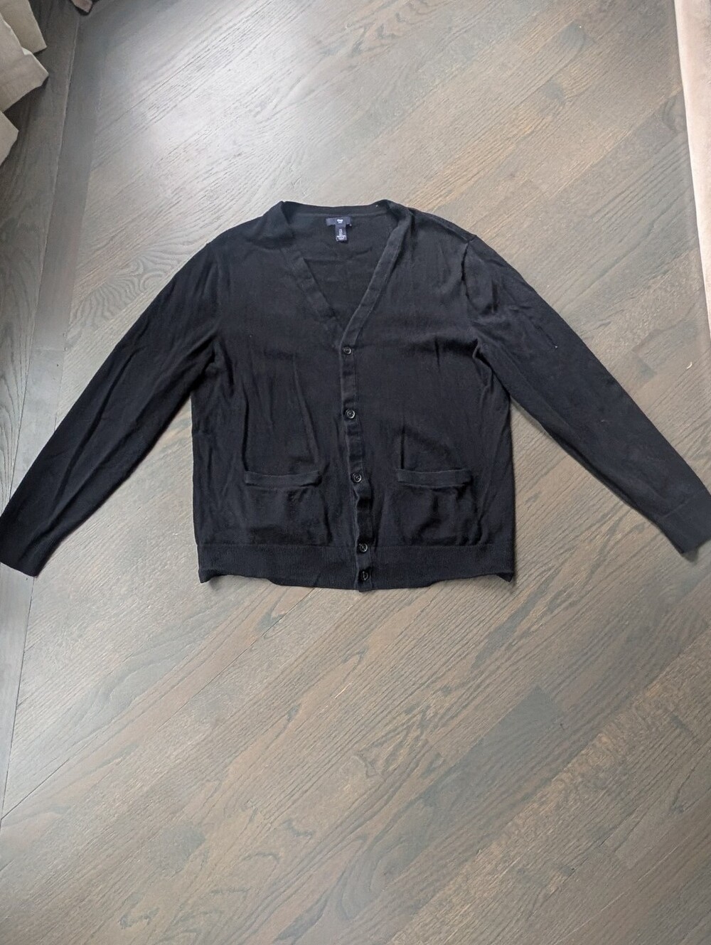 GAP Womens V-Neck Button Front Pocket Cardigan Sweater Black Size L